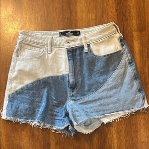 Hollister Women's Blue and White Jean Shorts